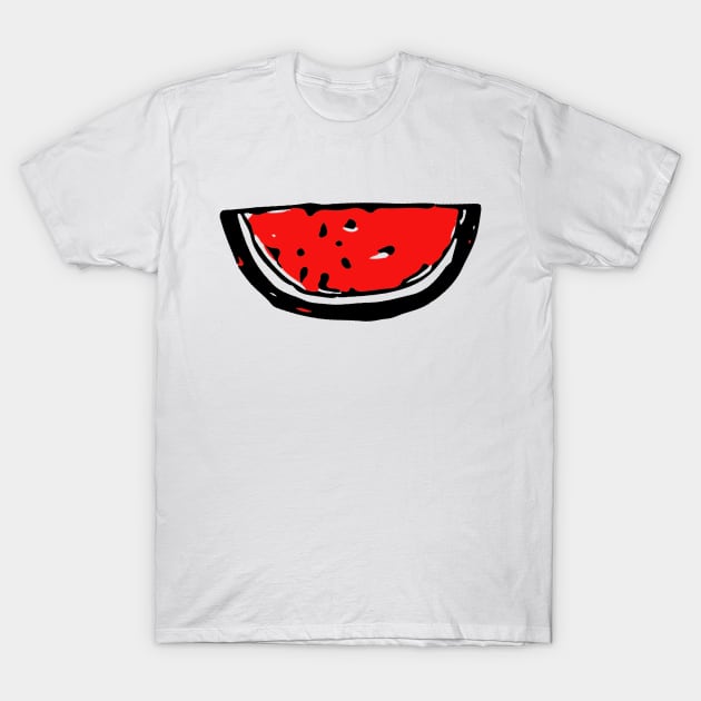 Watermelon Doodle Black T-Shirt by Mijumi Doodles